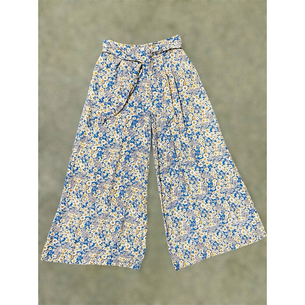Patrons of Peace Womens Floral WideLeg Boho Pants Tie Closure palazzo silhouette